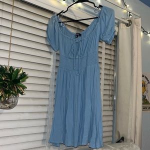 MISSGUIDED milkmaid cap sleeve / off the shoulder dress with lace up keyhole